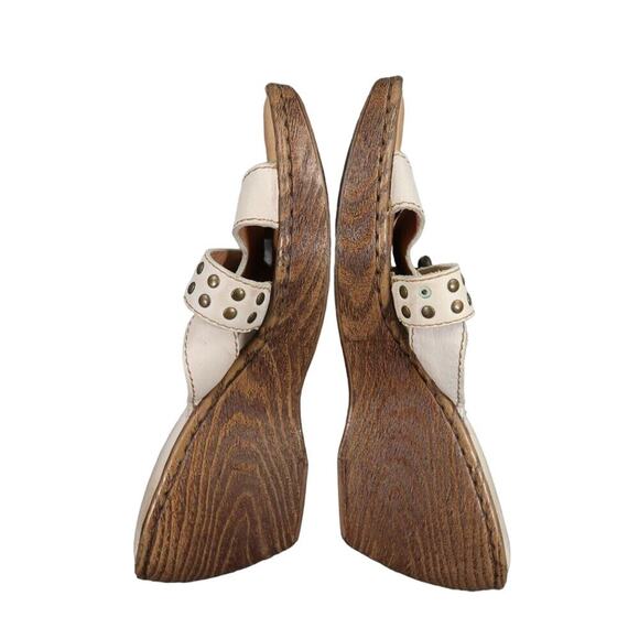 Born Shoes Women 8 Sandal Slide Wedge Leather Fashion Comfort Buckle Strap White - Picture 11 of 16